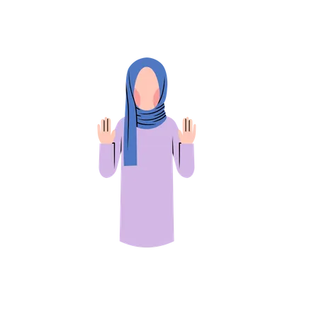 Muslim Woman Saying No  イラスト