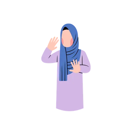Hijab Woman With Rejection Gesture Illustration