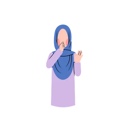 Muslim Woman Saying No  일러스트레이션
