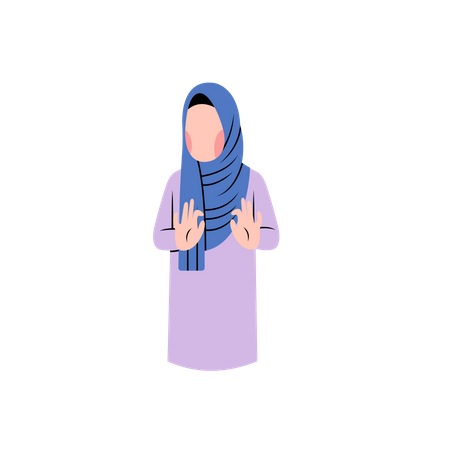 Muslim Woman Saying No Illustration