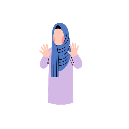 Muslim Woman Saying No  イラスト