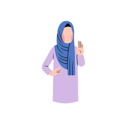 Muslim Woman Saying Stop Illustration