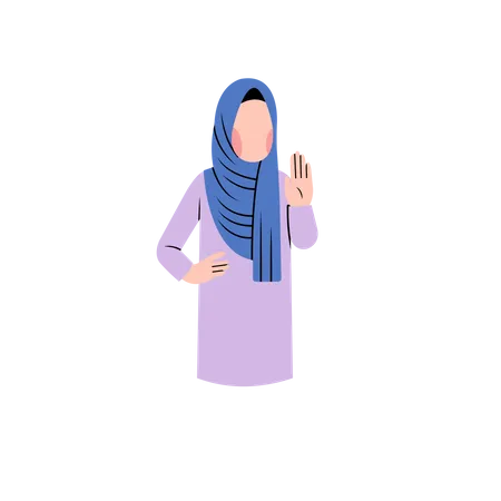 Muslim Woman Saying Stop  Illustration