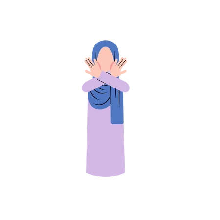 Hijab Woman With Rejection Gesture Illustration