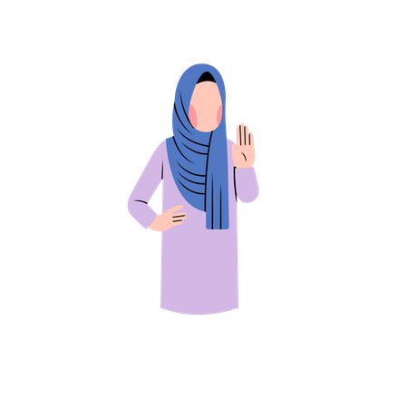 Muslim Woman Saying Stop  Illustration