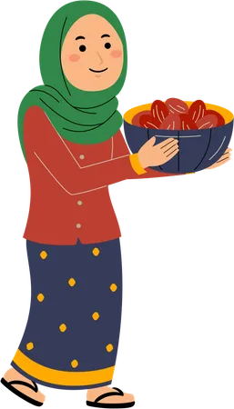 Muslim woman share dates  Illustration