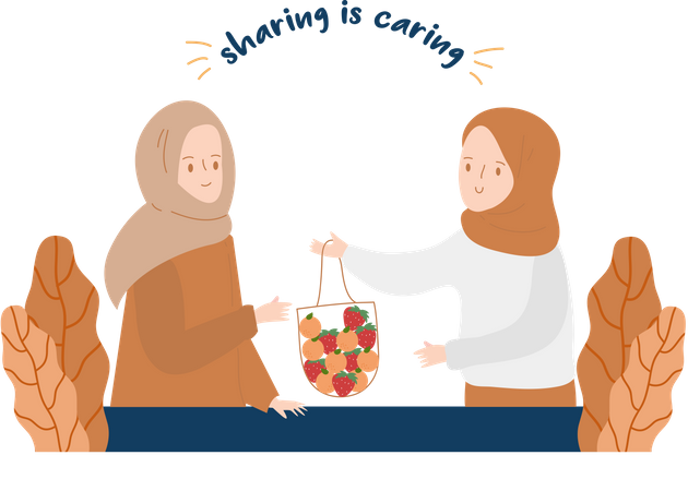 Muslim Woman Sharing With Other  Illustration