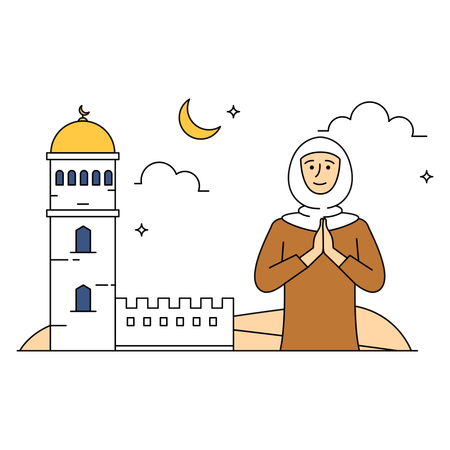 Muslim woman showing greeting  Illustration