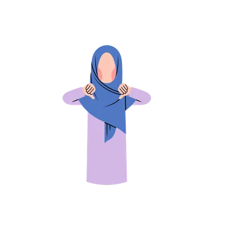 Hijab Woman With Rejection Gesture 일러스트레이션