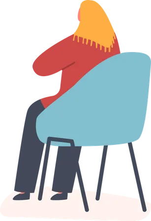 Muslim Woman Sitting on Chair  Illustration