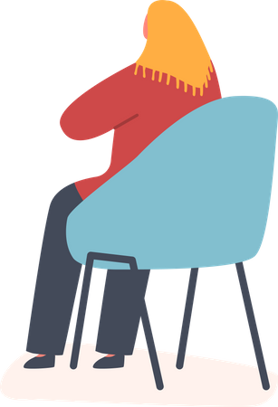 Muslim Woman Sitting on Chair  Illustration