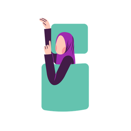 Muslim woman sleep comfortably Illustration