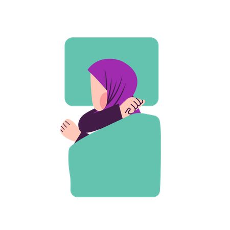 Muslim woman sleeping Illustration