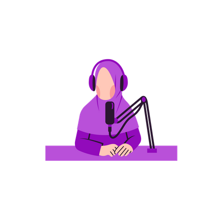 Muslim woman speak in podcast  Illustration