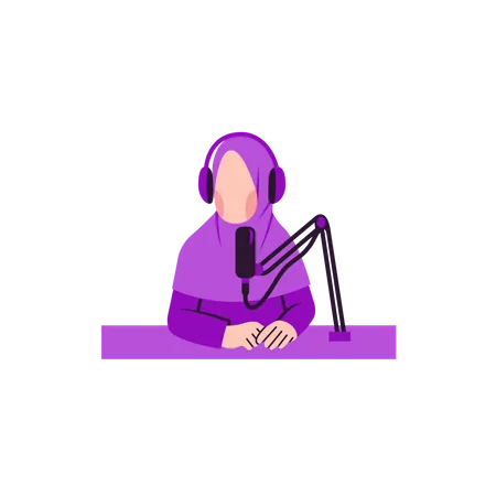 Muslim woman speak in podcast  Illustration