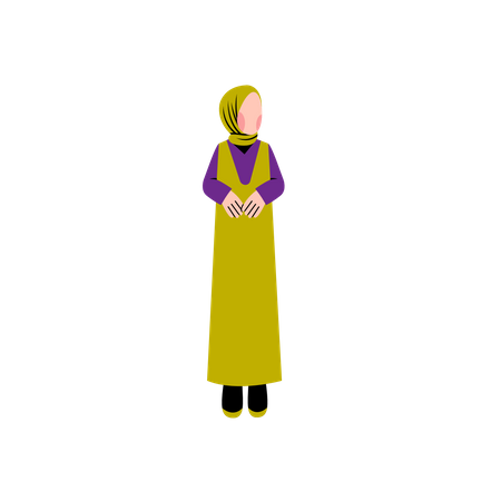 Muslim woman stand in pose  Illustration