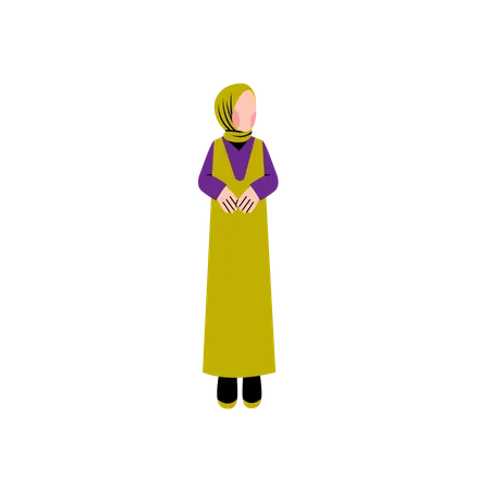 Muslim woman stand in pose  Illustration
