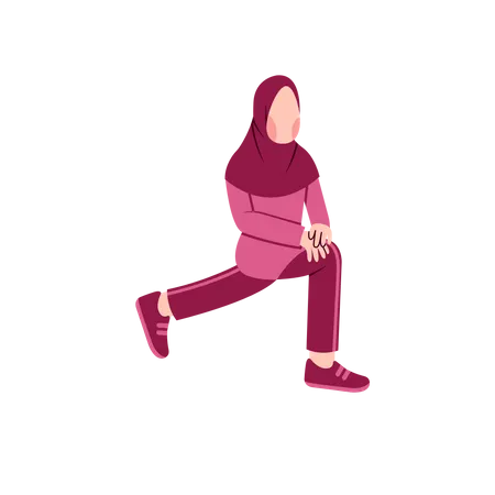Muslim Woman Stretching  Illustration