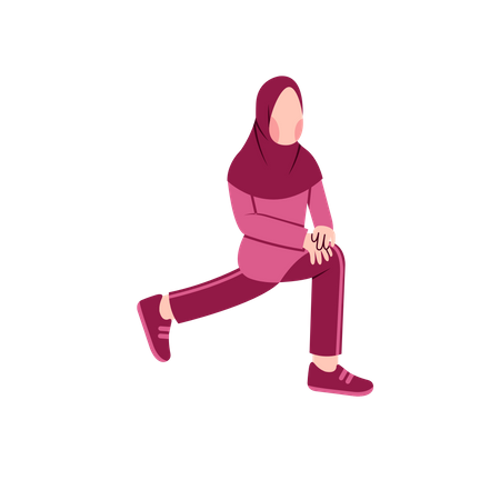 Muslim Woman Stretching  Illustration