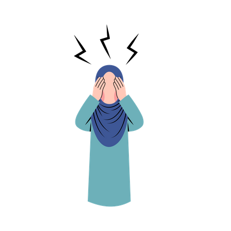 Muslim woman suffering from depression Illustration