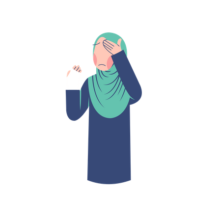 Muslim woman suffering from pain Illustration