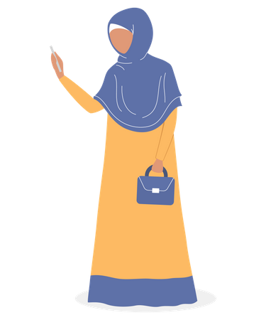 Muslim woman taking photo Illustration