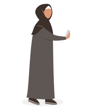 Muslim woman taking selfie Illustration