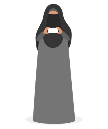 Muslim woman taking selfie Illustration