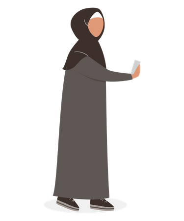 Muslim woman taking selfie  Illustration