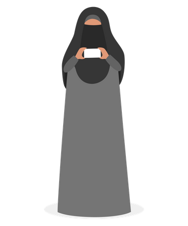 Muslim woman taking selfie  Illustration