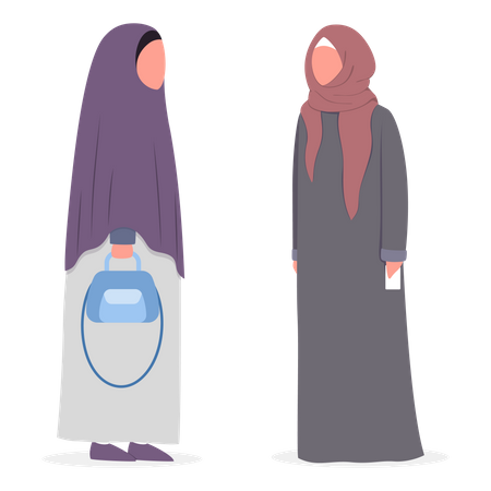 Muslim woman talk to each other Illustration