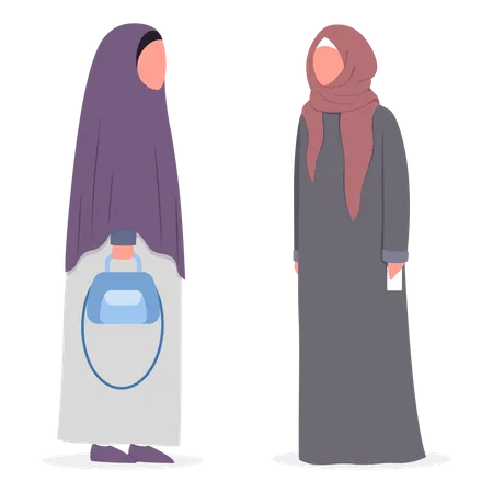 Muslim woman talk to each other  Illustration