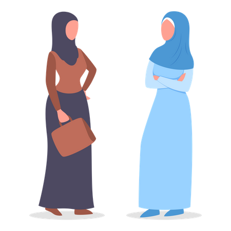 Muslim woman talk to each other  Illustration