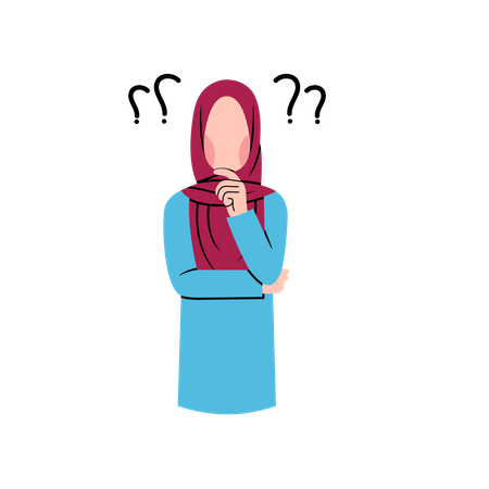 Muslim Woman Thinking  Illustration