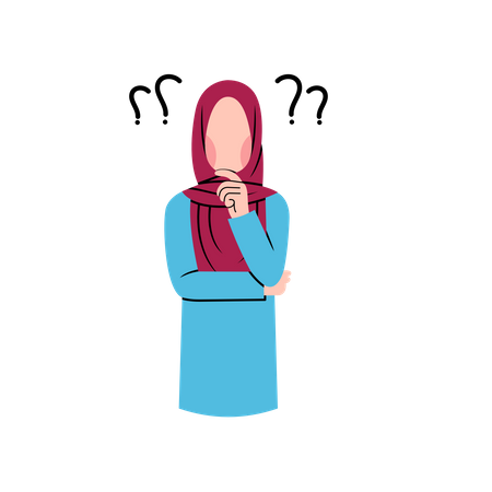 Muslim Woman Thinking  Illustration