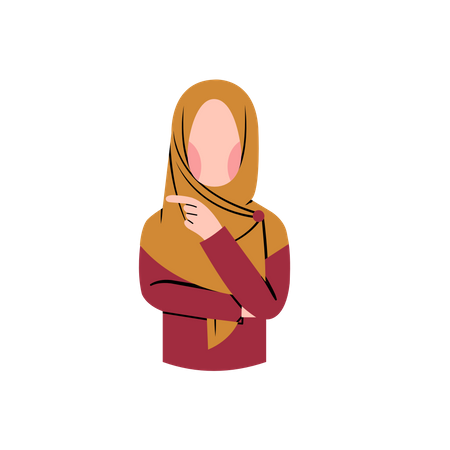 Muslim woman thinking pose  Illustration