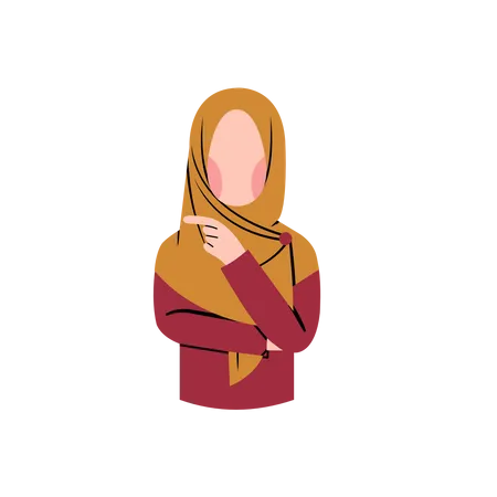 Muslim woman thinking pose  Illustration