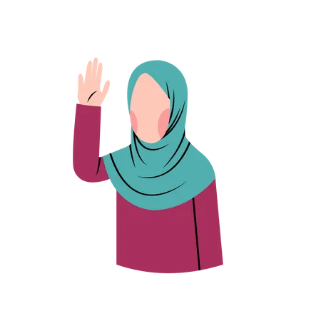Muslim woman wave hand Illustration