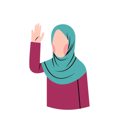 Muslim woman wave hand  Illustration