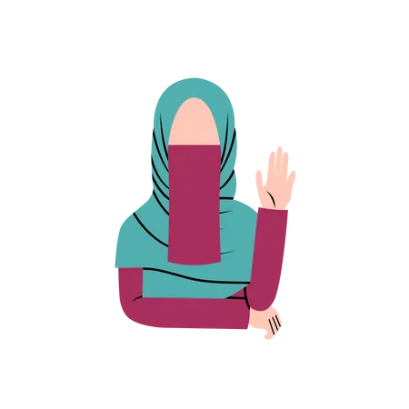 Muslim woman wearing hijab say hello Illustration