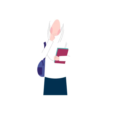 Muslim woman with books Illustration