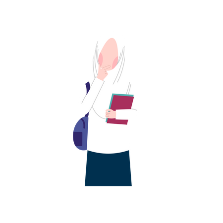 Muslim woman with books  Illustration