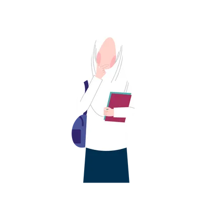 Muslim woman with books  Illustration