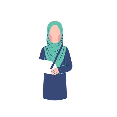 Muslim woman with broken arm Illustration