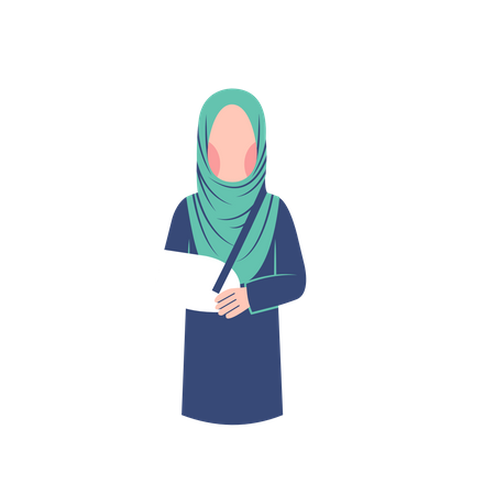 Muslim woman with broken arm  Illustration