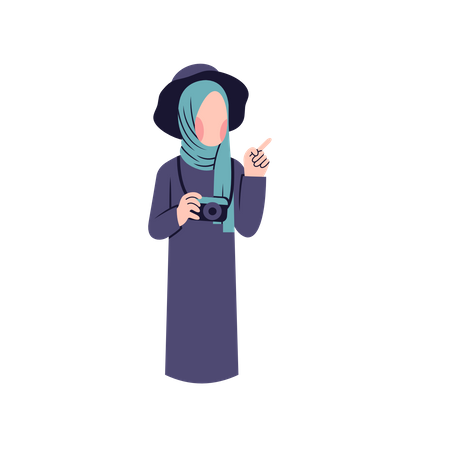 Muslim woman with camera  Illustration