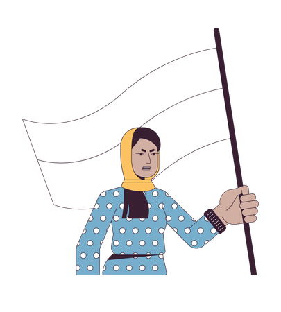 Muslim woman with flag  Illustration