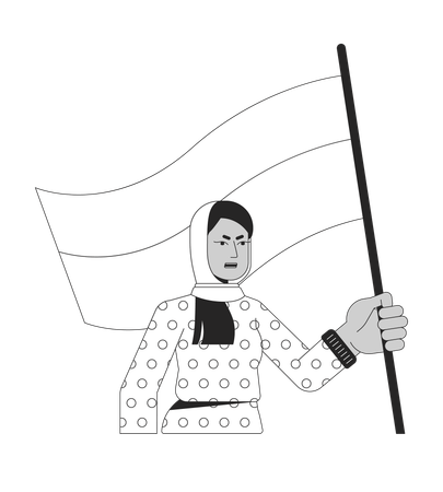 Muslim woman with flag  Illustration