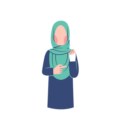 Muslim woman with injured arm Illustration