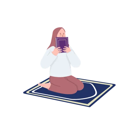 Muslim woman with quran  Illustration